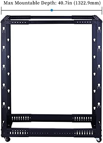 RackPath 25U Open Frame Server Rack – Heavy Duty 4 Post Adjustable Depth with Casters - Image 4