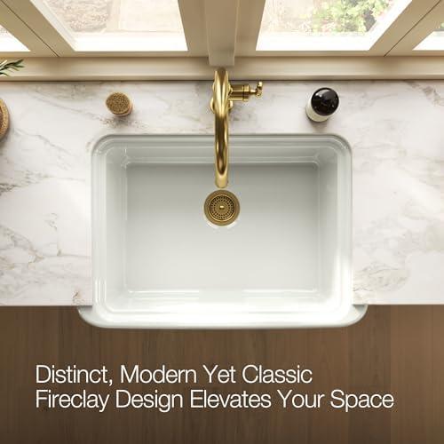 Kohler K-36251-PC Audrine by Studio McGee 32-1/2" Farmhouse Workstation Single Basin Fireclay Kitchen Sink with Basin Rack, Colander and Cutting Board - Image 5