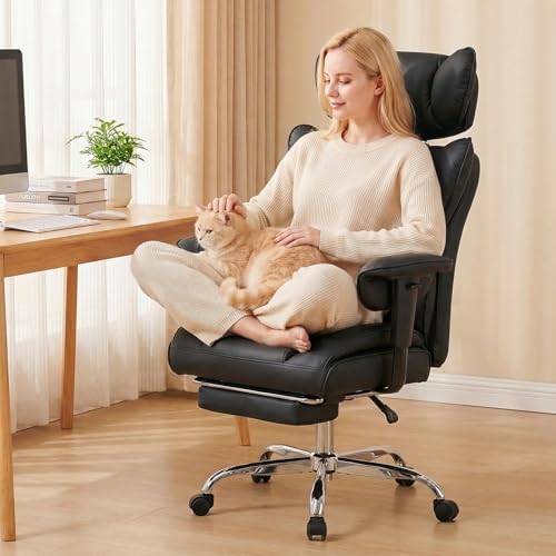 DUMOS Big and Tall Home Office Desk Chair, Executive Chair with Footrest - Image 2
