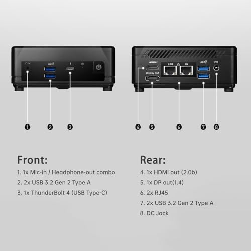 msi Cubi 5 Professional Mini Desktop, Intel 6-Core Processor, 8GB RAM, 256GB SSD, Support 3-Monitor 4K, Thunderbolt 4, HDMI, DP, Wi-Fi 6, Windows 11 Pro, Seamless Multitasking at Work/Home - Image 5