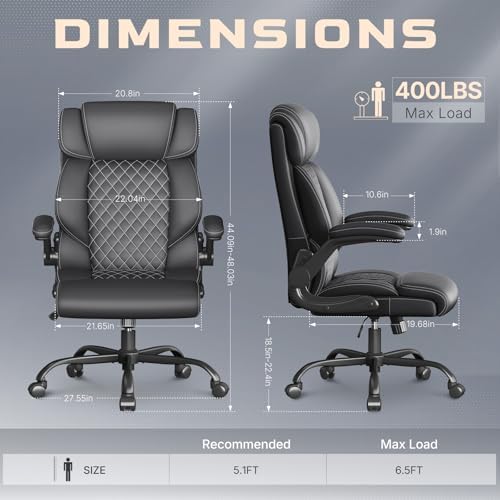 Office Chair, Executive High Back Big and Tall Office Chair, Black - Image 2