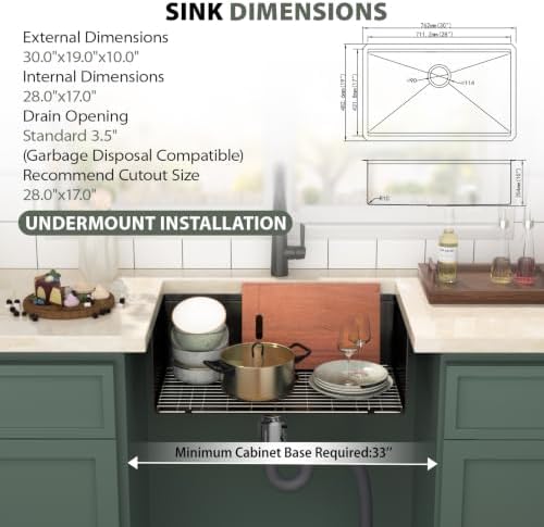 Mocoloo 30 Inch Matte Black Undermount Kitchen Sink Workstation - Image 4