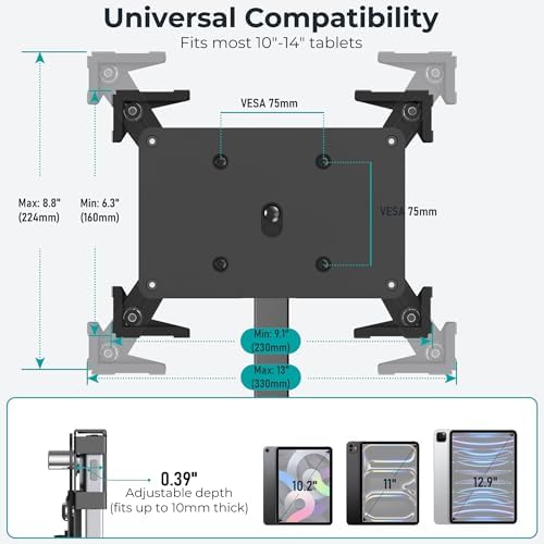 Anti-Theft iPad Kiosk Stand, Adjustable Tablet Floor Stand for POS Checkout - Image 2