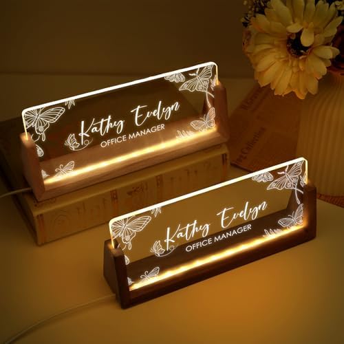 Custom Name Plate for Desk, Personalized Light Up Acrylic Desk Name Plate, Personalized Office Gifts for Boss Coworkers Teacher, Employee Appreciation GIfts, Office Decor for Women Men - Image 5