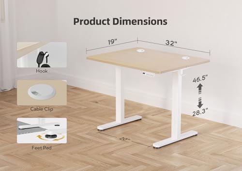 YDN 32 x 19 Inch Nature Electric Standing Desk - Image 3