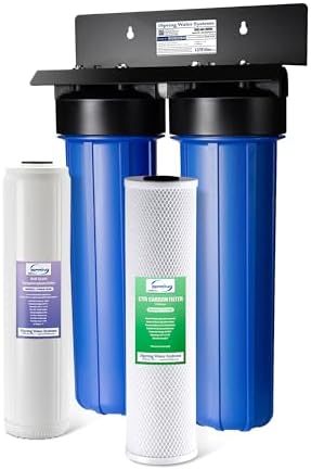 iSpring Whole House Water Filter System, Reduces Scale, Corrosion, Chlorine, Taste, Odor, 2-Stage Water Descaler and Water Filter, Model: WGB22B-DS by iSpring