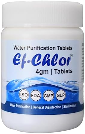 Overhead & Underground Water Tank Purification Tablets 4gm for 5280 Gallons Water Jar of 20 Tablets 3 Years Shelf Life 1 Tablet Purify 264 Gallons Water by Ef-Chlor