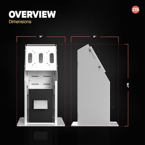 Self Service Kiosk POS Stand - CTA POS Kiosk with CPU & Printer Compartments for Digital Signage Displays TV's & Monitors up to 33 Pounds - for Restaurants, Retail & Business - White - (ADD-SSKPCW) - Image 3