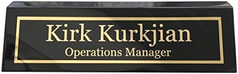 Personalized Business Desk Name Plate, Black Piano Finish - Free Engraving - Image 2