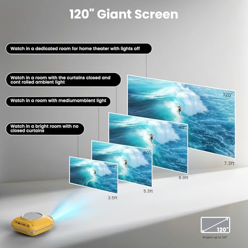 HOMPOW Mini Projector, 1080P Supported Portable Bluetooth projector - Image 6