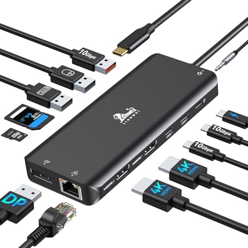 13-in-1 Docking Station Dual Monitor 4K, LIONWEI USB C Dock for Laptop Mac by LIONWEI