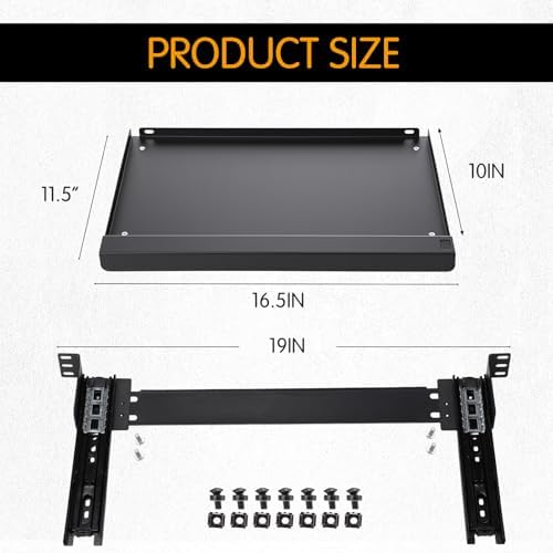 AceOrbit 1U Keyboard Tray 10inch Deep, Universal 19" Rack Mount Sliding Shelf Tray 10inch Deep for Network Equipment Server Rack or Cabinet - Image 2