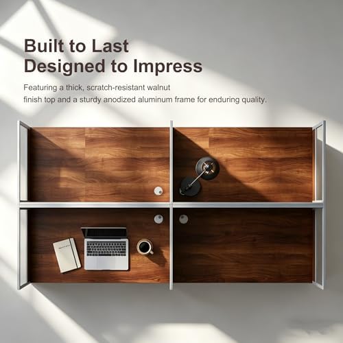 4-Person Office Cubicle Workstation Desk with Mute Privacy Panels & Cable Management, Computer Cubicles Desk for Home & Commercial Office Use, Walnut Finish - Image 6