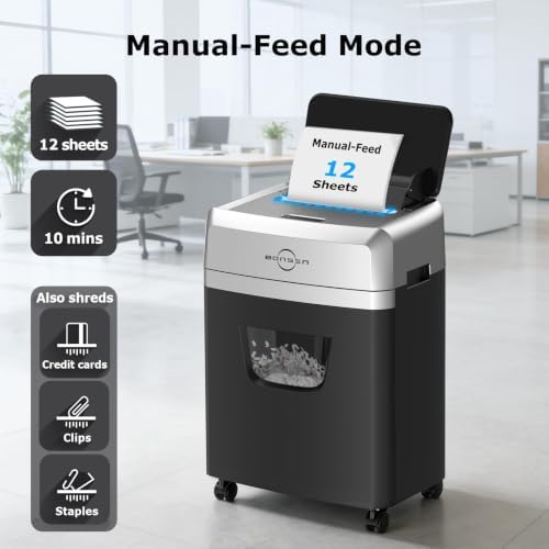 BONSEN 160-Sheet Autofeed Micro-Cut Heavy Duty Paper Shredder for Office - Image 3