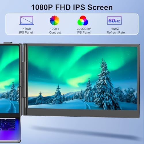 Laptop Screen Extender, 14" FHD 1080P IPS Portable Monitor for Laptop - Image 4