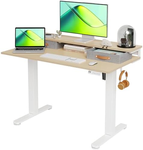 Seang Electric Standing Desk with 2 Drawers, 48 Inch, Natural by Seang