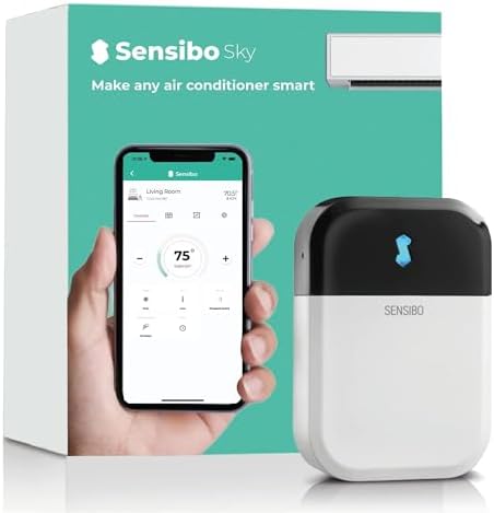 Sensibo Sky, Smart Wireless Air Conditioner Controller. Quick & Easy DIY Installation. Maintains Comfort with Energy Efficient. Automatic Wifi Thermostat Control App. Google, Alexa and Siri Compatible by Sensibo