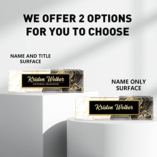 Desk Name Plate Personalized, Custom Name Plates for Desks, Personalized Acrylic Name Plate for Desk, Employee Appreciation Gifts, Office Gifts for Coworkers, Social Workers (White/Black/Gold Marble) - Image 4