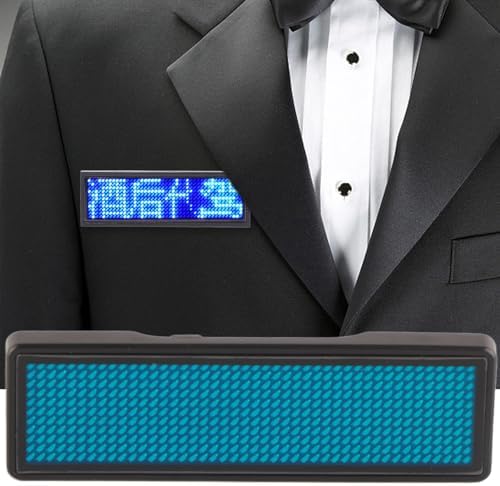 LED Scrolling Name Badge Electronic Message Display Tag Customizable 11x44 Dot Business Hospitality Retail ABS Plastic Blue Yellow White 93x30x6mm (Blue) - Image 3