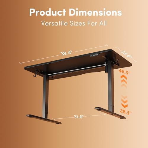 FEZIBO 40" Small Electric Standing Desk Height Adjustable Desk, Black - Image 3