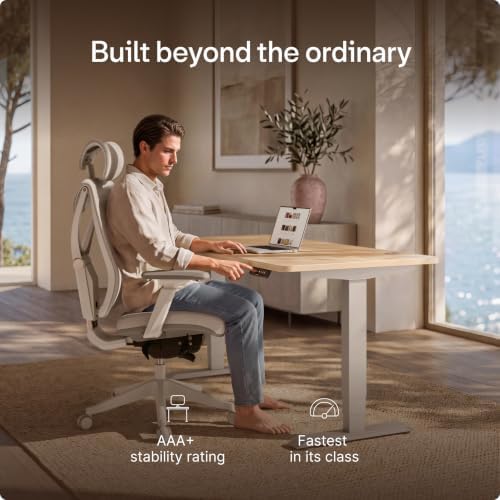 Desktronic HomePro Standing Desk 80x30 — Made in Europe, Ergonomic Sit Stand Home Office Desk, Electric Height Adjustable, Dual Motor, USB & USB-C Charging, Wobble-Free, Touchscreen, 3 Memory Presets - Image 2