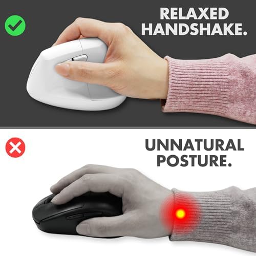 X9 Performance Wireless Vertical Ergonomic Mouse - (BT + 2.4Ghz) - Click in Comfort - Up to 4000 DPI, 6 Button, Rechargeable - Bluetooth Ergonomic Vertical Mouse Wireless - for Mac and PC - White - Image 3