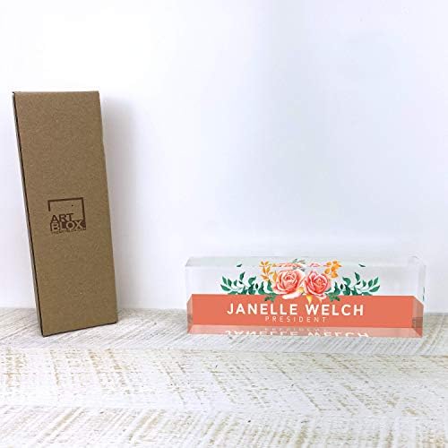 ARTBLOX Personalized Acrylic Desk Name Plate, Orange Roses Design - Image 5