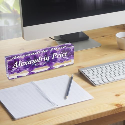 Personalized Acrylic Office Desk Name Plate with Name and Title Printing - Image 2