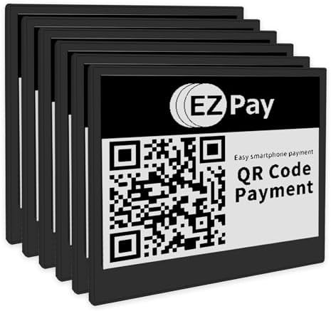 [Santek] EZ Sign NFC E-Paper Display – Battery-Free, 0.13" Ultra-Thin Rewritable 2-Color Display, Unique ID & Name Tag, No Pairing, PC/Android/iOS Compatible IP65 (Black, 4.2" 6pcs, No Stand/Clip) by Santek
