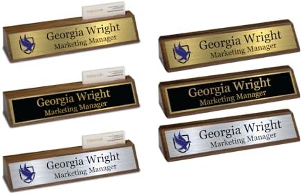 Gem Awards Custom Name Plate for Desk, Walnut Insert, 2x10 Inch by GemAwards