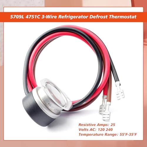 5709L 4751C 3-Wire Refrigerator Defrost Thermostat Replacement for Climate Control for Larkin for Chandler for Bohn Fan & Defrost Terminator Parts, 55°F-35°F Range 25V AC 120 240 - Image 2