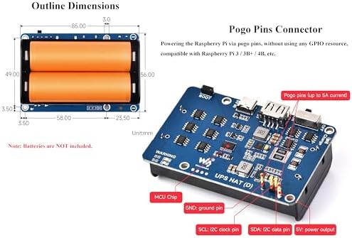 UPS HAT (D) for Raspberry Pi, 5V Uninterruptible Power Supply - Image 5