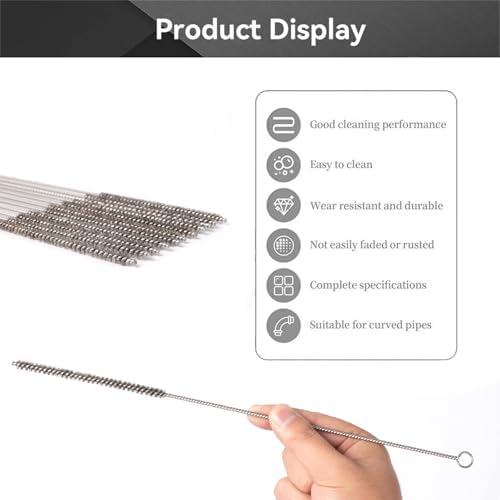 12 Inch Pipe Cleaning Brush Set with Stainless Steel Bristles, Steel Wire Tube Brush Kit for Auto Parts Polishing, Machining, Bottles, Tubes, Etc.（6mm-2pcs） - Image 3