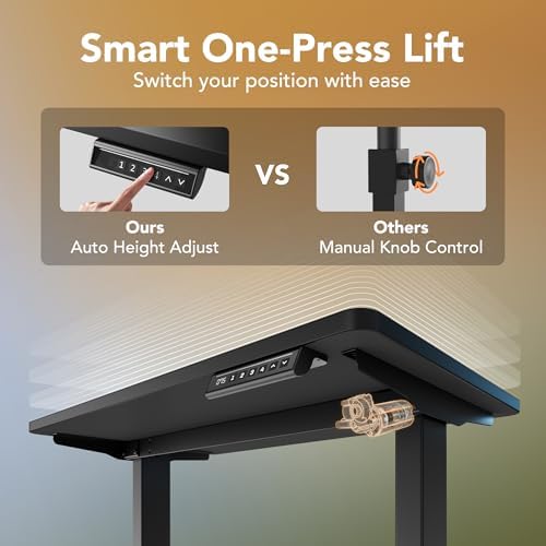 HUANUO 43x24 Inch Electric Standing Desk, Height Adjustable, Black - Image 5