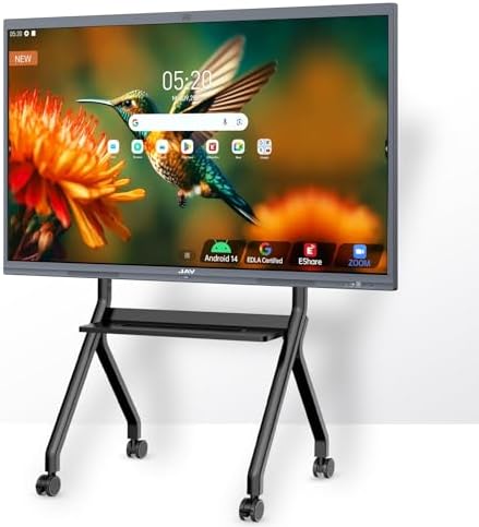 JAV 86" Smart Board Pro Google EDLA Certified 4K UHD Interactive Whiteboard for Classroom Office All-in-One Touchscreen Display with 48MP AI Camera 100W Soundbar Android 14 8+128GB Wall Mount Included by JAV