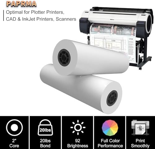36" x 150ft Wide Format Paper 2" Core, White Plotter Paper CAD Bond 4 Rolls - Image 4