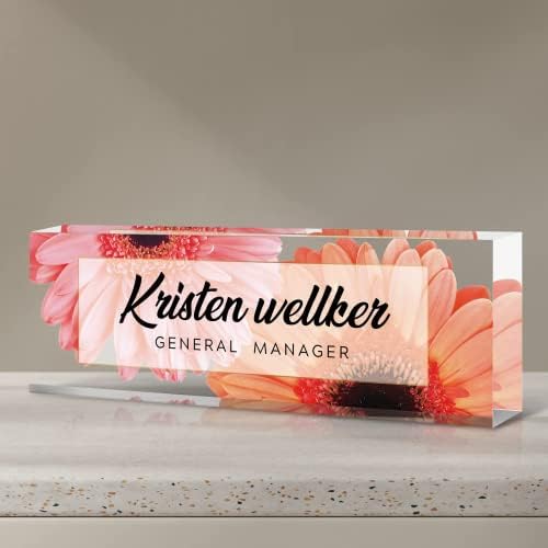 Personalized Office Name Plate for Desk, Custom Employee Appreciation Gifts, Acrylic Desk Name Plate Funny, Desk Decorations Gift, Acrylic Desk Ornaments (Style-Daisy) by Custom