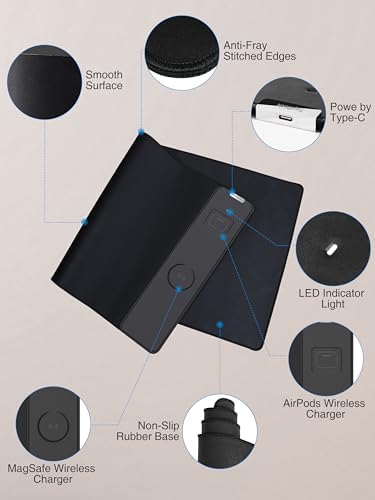 TopMade Mouse Pad with 15W Wireless Charging, Classic Black Desk Mat - Image 6