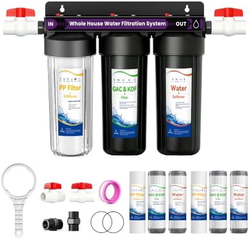 3-Stage Whole House Water Filter System,Extra 2 Sets of Filters, 10"x2.5" by Ovvyayl