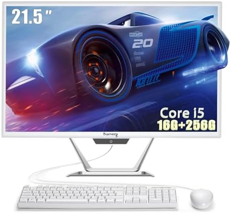 suevery 22Inch All-in-One Desktop Computer, White PC Includes Kb Mouse by suevery