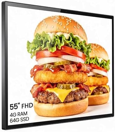 55 Inch Digital Signage Display, 4K FHD 1000 Nits Advertising Screen, Android 14.0 Wall Mount Digital Menu Board for Restaurants, Smart tv signage with 4GB RAM 64GB Storage, Smart Split Screen by InteractiveBoardSpecialist