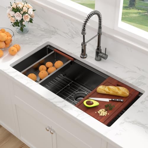 Sarlai 39 Gunmetal Black Undermount Kitchen Sink Workstation Sinks 39"x19" - Image 3