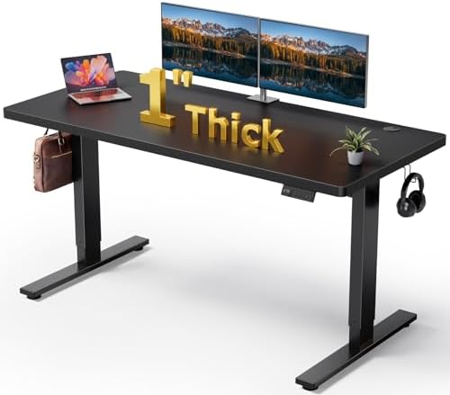 SIAGO Black 60x28 in Standing Desk, 1 Inch Thick Tabletop, Double Frame by SIAGO