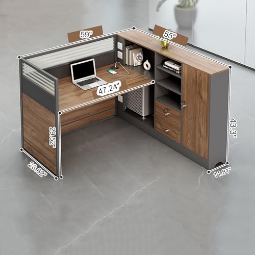 Modern Office Cubicle Workstation Desk with Tempered Glass Privacy Panels, USB Charging Hub & Cable Management,Multi-Person Modular Computer Desk for Commercial Office (A-Left, One Person) - Image 2