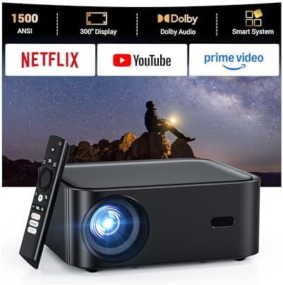HAPPRUN 1500 ANSI Lumens Built-in Streaming App Full HD Smart Projector by HAPPRUN