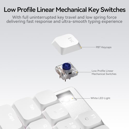 AUSDOM Wireless Mechanical Silent Office Keyboard, Low-Profile Linear Switches, Tri-Mode BT/2.4G/USB-C Computer Keyboard with Number Pad, Hot Swappable Illuminated Performance Keyboard - Image 5
