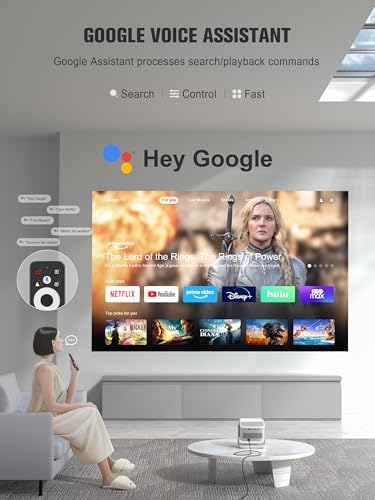 【Official Licensed Google TV】4K Smart Projector with WiFi and Bluetooth, VOPLLS Outdoor Projectors with 50W Dolby/AI Auto Focus, Portable Movie Phone Wireless Gaming Wifi Proyector for Bedroom/Home - Image 3