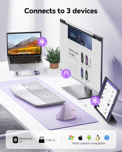 TECKNET Vertical Ergonomic Wireless Bluetooth Mouse, Silent Rechargeable Bluetooth Mouse(BT 5.0/5.0+2.4G), 5-Level 4800 DPI, 200H Long Battery Life, Compatible with Windows/Mac/Linux/Android/Chrome - Image 4