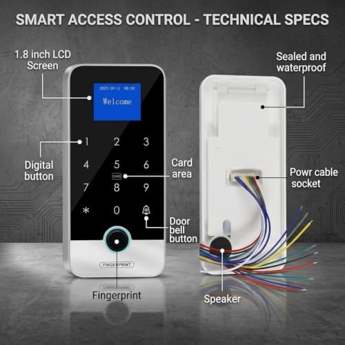 Tuya APP Smart Fingerprint Access Control Kit is a Four-in-one Unlocking Solution, Including a Keyboard Controller, Power Supply, Cathode Electric Bolt Lock, Switch, and 10 13.56MHz RFID Key fobs. - Image 4