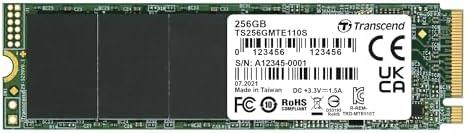 Transcend 256GB MTE110S PCIe 3.0 M.2 2280 SSD, 1600MB/s, Low Power by Transcend